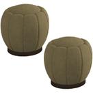 Kit 2 Puff Puf Para Sala Base Metal Chocolate Tull SL 945 Veludo Peer