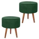Kit 2 Puff Puf Redondo Pes Palito 44x40cm Suede Verde MPassos Kit 2 Puff Puf Redondo Pes Palito 44x40cm Suede Verde MPassos