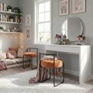 Kit 2 Puff Redondo Estofado Base Reforçada Aço Metal Preto Terracota
