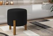 kit 2 puff redondo tecido suede Preto, luxuoso decorativo charme, com pés de madeira kit 2 puff redondo tecido suede Preto, luxuoso decorativo charme, com pés de madeira