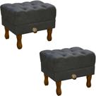 Kit 2 Puff Retrô Louis XV Banqueta Decorativa Sala Quarto Penteadeira Camarim Luxo