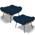 Kit 2 Puff's Decorativos Sala de Estar Costela L02 Suede Azul Marinho - Lyam Decor Kit 2 Puff's Decorativos Sala de Estar Costela L02 Suede Azul Marinho - Lyam Decor