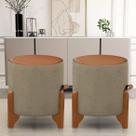 Kit 2 Puff Thor Redondo Em Linho Com material sintético Pés Em Madeira Maciça Decorativo Sala Quarto Kit 2 Puff Thor Redondo Em Linho Com material sintético Pés Em Madeira Maciça Decorativo Sala Quarto