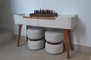 Kit 2 Puff Veneza Veludo Off White 40 cm Redondo