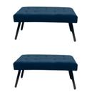 Kit 2 Puffe Decorativo Retangular Londres, Quarto, Sala, Closet entre outros Suede Azul