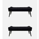 KIT 2 Puffes Recamiê Decorativo Sofia, Quartos, Salas, closet, entre outros..Suede Preto