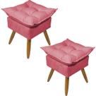 Kit 2 Puffs Banqueta de Sala Para Quarto Penteadeira Sala de Estar Quadrado Alice Suede Pés Palito
