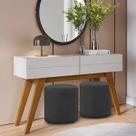 Kit 2 Puffs Banquetas Redondo Viena Pé de plastico veludo