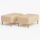 Kit 2 Puffs Bela Manu Madri Sued Bege Escuro Com Pés Palito