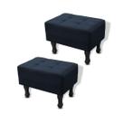 Kit 2 Puffs Bella Retangular Decorativo Suede Azul Marinho
