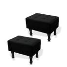 Kit 2 Puffs Bella Retangular Decorativo Suede Preto
