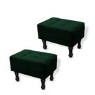 Kit 2 Puffs Bella Retangular Decorativo Suede Verde Militar