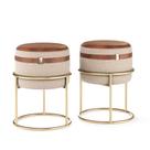 Kit 2 puffs com base de ferro Dallas sala quarto bege Kit 2 puffs com base de ferro Dallas sala quarto bege