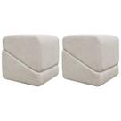 Kit 2 Puffs De Sala Para Quarto Penteadeira Decorativo Quadrado Sense Bouclé Persa Bege