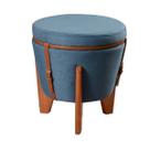 Kit 2 Puffs Decorativo Baú Flex Tampo Para Mesa Centro Linho