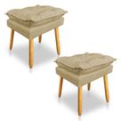 Kit 2 Puffs Decorativo Opala Linho Dourado Pés Palito Dal Poz Estofados Kit 2 Puffs Decorativo Opala Linho Dourado Pés Palito Dal Poz Estofados