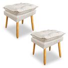 Kit 2 Puffs Decorativo Opala Suede Bege Pés Palito SKY MOBILE Kit 2 Puffs Decorativo Opala Suede Bege Pés Palito SKY MOBILE