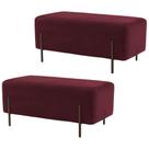 Kit 2 Puffs Decorativos 90cm Base Aço Status B-278 Veludo Marsala - Domi