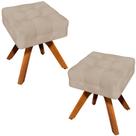 Kit 2 Puffs Decorativos Base Giratória Karen Suede Bege G19 - Gran Belo Kit 2 Puffs Decorativos Base Giratória Karen Suede Bege G19 - Gran Belo