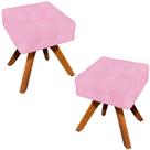 Kit 2 Puffs Decorativos Base Giratória Karen Suede Rosa G19 - Gran Belo Kit 2 Puffs Decorativos Base Giratória Karen Suede Rosa G19 - Gran Belo