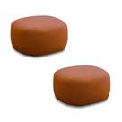 Kit 2 Puffs Decorativos Charlote Sala de Estar Pés em Madeira Bouclê Terracota G88 - Gran Belo Kit 2 Puffs Decorativos Charlote Sala de Estar Pés em Madeira Bouclê Terracota G88 - Gran Belo