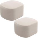Kit 2 Puffs Decorativos Orgânico para Living Quarto 70cm Doha W01 Bouclê Creme - Lyam Decor
