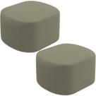 Kit 2 Puffs Decorativos Orgânico Para Living Quarto 70cm Doha W01 Bouclê Verde Oliva - Lyam Decor