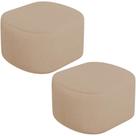 Kit 2 Puffs Decorativos Orgânico Para Living Quarto 70cm Doha W01 Linho Bege Escuro - Lyam Decor