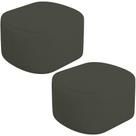 Kit 2 Puffs Decorativos Orgânico para Living Quarto 70cm Doha W01 Linho Verde Musgo - Lyam Decor