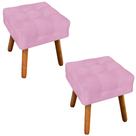 Kit 2 Puffs Decorativos Pés Palito Karen Suede Rosa G19 - Gran Belo Kit 2 Puffs Decorativos Pés Palito Karen Suede Rosa G19 - Gran Belo