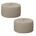 Kit 2 Puffs Decorativos Sala De Estar Round Linho Bege G45 - Gran Belo
