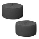 Kit 2 Puffs Decorativos Sala De Estar Round Linho Chumbo G45 - Gran Belo