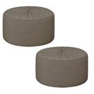 Kit 2 Puffs Decorativos Sala De Estar Round Veludo Bege G45 - Gran Belo