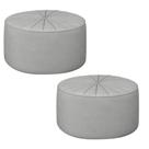 Kit 2 Puffs Decorativos Sala De Estar Round Veludo Cinza Claro G45 - Gran Belo