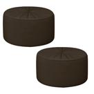 Kit 2 Puffs Decorativos Sala De Estar Round Veludo Marrom G45 - Gran Belo