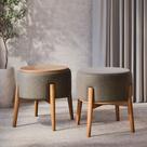 Kit 2 Puffs Dual 2 em 1 Vira Mesa Lateral Banco Apoio Sala Estar Sala Tv Decoração - Chumbo Linho