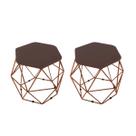 kit 2 Puffs Onix Aramado Base Bronze Hexagonal Marrom Claro kit 2 Puffs Onix Aramado Base Bronze Hexagonal Marrom Claro