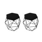 kit 2 Puffs Onix Aramado Base Preto Hexagonal material sintético Preto
