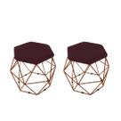 kit 2 Puffs Onix Base Bronze Aramado Hexagonal Suede Bordô kit 2 Puffs Onix Base Bronze Aramado Hexagonal Suede Bordô