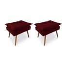 Kit 2 Puffs Opala Pés Palito Veludo Marsala - Kimi Design Kit 2 Puffs Opala Pés Palito Veludo Marsala - Kimi Design