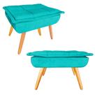 Kit 2 Puffs Opala Retangular Decorativo Suede Azul Turquesa Kit 2 Puffs Opala Retangular Decorativo Suede Azul Turquesa