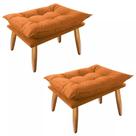 Kit 2 Puffs Opala Slim Suede Pés Palito Decorativo - Bela Móveis Kit 2 Puffs Opala Slim Suede Pés Palito Decorativo - Bela Móveis