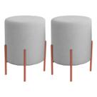 Kit 2 Puffs Orgânicos Boucle Thor Com Pés De Ferro Rosê - 7 Decor Kit 2 Puffs Orgânicos Boucle Thor Com Pés De Ferro Rosê - 7 Decor