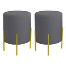Kit 2 Puffs Orgânicos Veludo Thor Com Pés De Ferro Dourado - 7 Decor Kit 2 Puffs Orgânicos Veludo Thor Com Pés De Ferro Dourado - 7 Decor