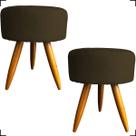 Kit 2 Puffs Para Sala Quarto Penteadeira Redondo Decorativo Suede