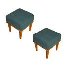 Kit 2 Puffs Quadrados para Sala de Linho - Verde - Decore Casa