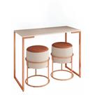 Kit 2 Puffs Redondo Decorativo Argola Bege/Caramelo Com Aparador Kit 2 Puffs Redondo Decorativo Argola Bege/Caramelo Com Aparador