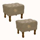 Kit 2 Puffs Retro Clássico Suede Decorativo Sala Quarto Closet