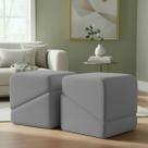 Kit 2 Puffs Sense Bouclé Premium Assento Extra Decorativo Para Sala Quarto Design Moderno Linhas Orgânicas