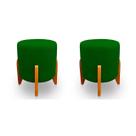 Kit 2 Puffs Thor Pés Em Madeira Sued Verde Musgo - Kimi Design